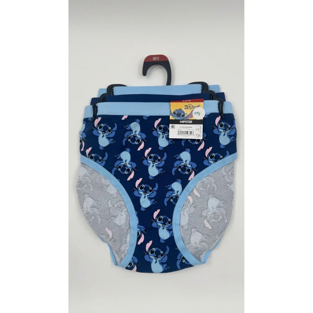 Disney Lilo & Stitch Girls Hipster Underwear 3-Pack Blue Purple Size M 8-10 NEW